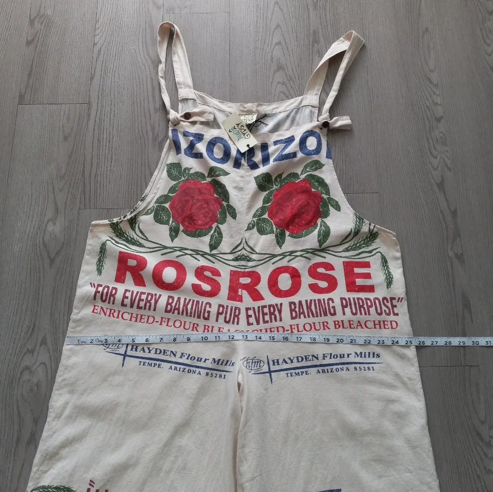 Jaded Gypsy Roses Flour Sack Market Fresh Overalls Cotton L/XL - Picture 9 of 16